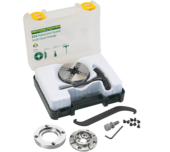 Record Power SC4 Professional Geared Scroll Chuck Package M33 x 3.5 Direct Thread 62065