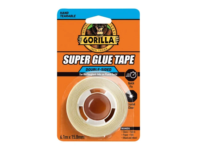 Gorilla Super Glue Tape 15.8mm x 6.1m for Indoor and Outdoor use