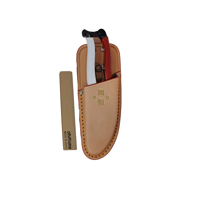 Okatsune Secateurs, Leather Holster and Whetstone Gift Set